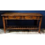 A Reproduction Oak Two Drawer Sideboard with pot rack below, 156(w) x 79(h) x 49.5(d) cm