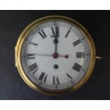 A Ship's Brass Bulkhead Clock with Coventry Astral Platform, 7" dial. Needs service