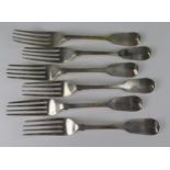 A Set of Six William IV Silver Forks, London 1834, Mary Chawner, 20cm, 366g