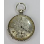 A BAUME ARGENT Silver Cased Open Dial Key Wound Pocket Watch, 53mm case. Running