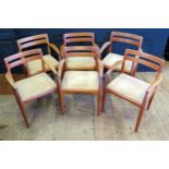 A Rare Set of Six Danish BRAMIN Teak Dining Chairs _ carvers