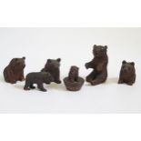 A Collection of Small Black Forest Bears, tallest 6.5cm