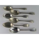 Six George III and later Silver Serving Spoons, 463g