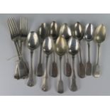A Selection of Georgian and later Silver Spoons and Forks, 637g