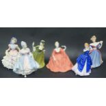 Five Royal Doulton Figurines and one by Coalport