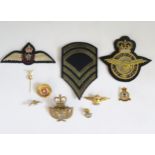 R.A.F Cloth Badges, warrant officer's cap badge, etc.
