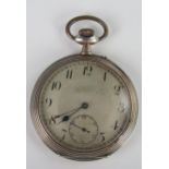 A Silver Cased Open Dial Keyless Fob Watch, Remontoir Cylindre 10 Rubis, German .800 silver marks.