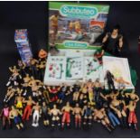 A Collection of Mattel WWE Figures, Subbuteo Game and Thunderbird Collector Sticker Packs