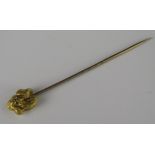 A Gold Nugget Pin, nugget 13 x 10mm, 74mm long, 6.5g