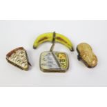 A LIMOGES Novelty Sardine Porcelain Hinged Box, desert slice, banana and ground nut