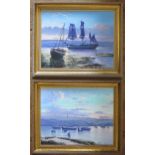 Two Signed Oils on Board entitled Sunset on Exe, framed, 81.5 x 51.5cm