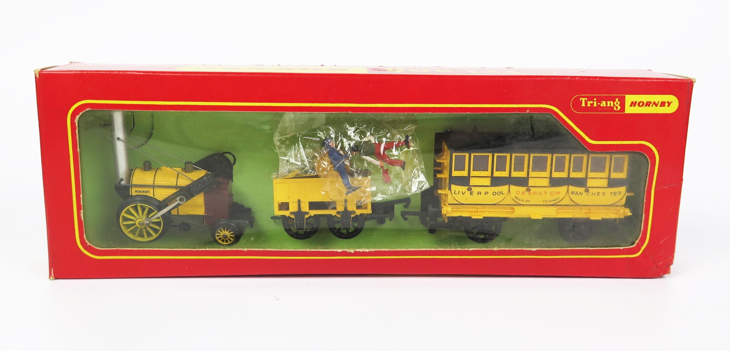 A Hornby Tri-ang R.346 Stephenson's "Rocket" Train, excellent with figures in box with manual