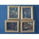 A Set of Four Modern 18th Century Style Oils on Copper, framed, 27 x 23.5cm