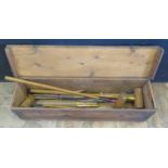 A Vintage Croquet Set In A Wooden Storage Trunk