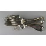 Fourteen George III and later Silver Forks, 957g