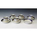 18th / 19th Century English Porcelain Cups (5) and Saucers (6), no marks