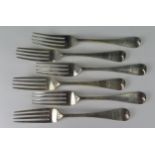 A Set of Six Georgian Silver Forks, London 1874, Chawner & Co., 20cm, 438g