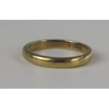 A 9ct Gold Plain Wedding Band, 3mm wide, size K.5, 2.1g