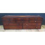 A Georgian Mahogany and Inlaid Bank of Ten Drawers, 96(w) x 32(h) x 24(d) cm