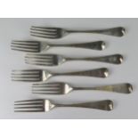 A Matched Set of Six George III silver Forks _ London 1803 William Sumner I and London 1814,