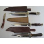 Three J.E. Middleton & Sons Bowie Knives (longest blade 23cm) and R.R Middleton Knife