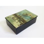 A Russian Painted and Lacquered Papier Mache Box, 13 x 9cm