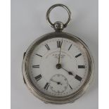 A Silver Cased Open Dial Key Wound Fob Watch, dial marked 'The "Express" English Lever J. G.