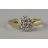 A Modern 18ct Yellow Gold and Dimaond Seven Stone Flower Head Cluster Ring, .55ct, 10mm head, size