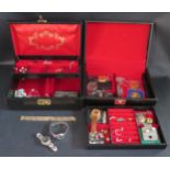 Two Tag Heuer Ladies Wristwatches and tweo boxes of costume jewellery