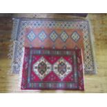 Two Persian Style Rugs, 130 x 102cm and 93 x 64cm