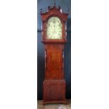 A Victorian Mahogany and Crossbanded Longcase Clock, the painted dial decorated with a sun, ship,