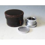 A Ernst Leitz GmbH Summaron f=3.5 1:3.5 Lens with Leitz leather case