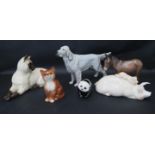 A Selection of Animal Figurines including Beswich pig and piglet, panda, etc. and Royal Doulton