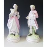 A Pair of 19th Century Dresden Porcelain Figurines of a Gallant & Maid with doves and letters,