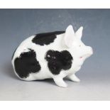 A Wemyss Black and White Pig, 16cm long