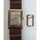 A Gent's ROTARY 9ct Gold Dress Watch, 15 jewel mechanical movement, Birmingham 1952, back and