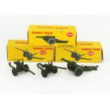 Three Dinky Toys Guns - two 692 5.5 Medium Guns and one 7.2 Howitzer. Excellent/near mint in fair to