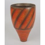 Duncan Ross (British 1943-) Orange Burnished Terra Sigillata Vase, 22cm high, bought from Woodbury