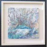 Maggie Norman, Contemporary Artist, 'Grotto', Acrylic and Collage on Canvas, 30 x 30cm, Framed