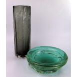 Whitefriars Glass Vase (29cm) and Dish, 20cm diam.