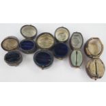Six Early 19th Century Ring Boxes including Matthews of Bridport, Goldsmiths & Silversmiths company,