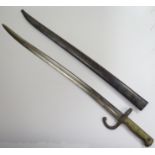 French 1872 Pattern Bayonet with scabbard, scabbard no. A 13678