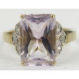 9ct Gold, Pink Topaz and Diamond Ring, size J.75, 3.3g