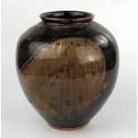 Studio Pottery Stoneware Ovoid Vase, EB in an oval, 23cm