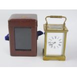 Brass Carriage Clock with case, 17.5cm. Running