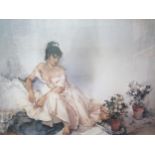 Russell Flint Limited Edition Print 279/753 with Embossed Stamp, Seated Lady with Flowers, Image