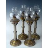 Set of Four Sherwood Ltd. Candle Lamps with glass shades, 39cm tall