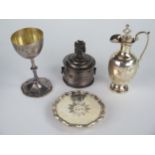 A Victorian Three Part Communion Set, boxed, chalice 8.5cm, Birmingham 1859, Aston & Son, 127g and