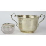 Silver Porringer, 14.5cm to handles x6.5cm high, Sheffield 1919, Atkin Brothers, 146g and silver