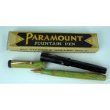 PARAMOUNT Fountain Pen with a green marbled finish and 14ct nib (boxed) and one damaged